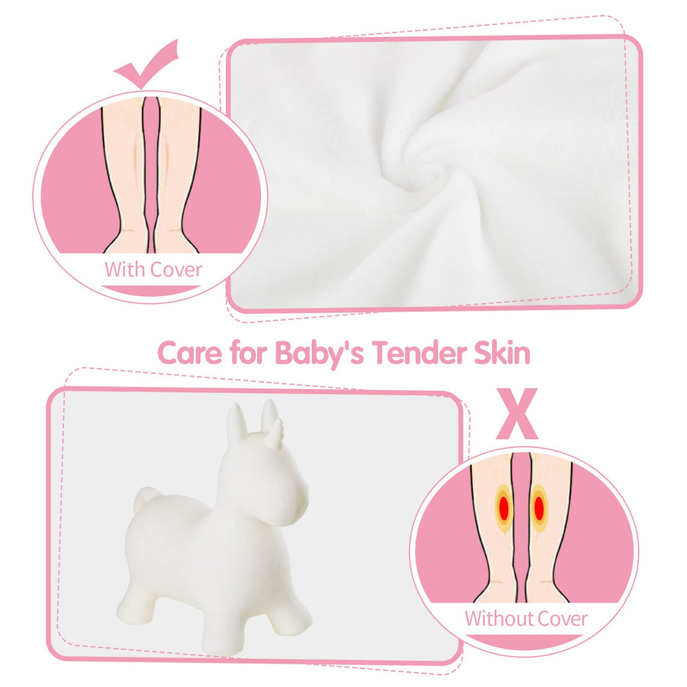INPANY Unicorn Bouncy Horse Toy plush texture close-up highlighting durable washable cover