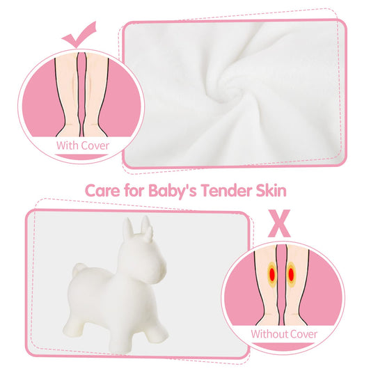 INPANY Unicorn Bouncy Horse Toy plush texture close-up highlighting durable washable cover