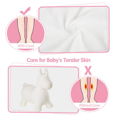 INPANY Unicorn Bouncy Horse Toy plush texture close-up highlighting durable washable cover