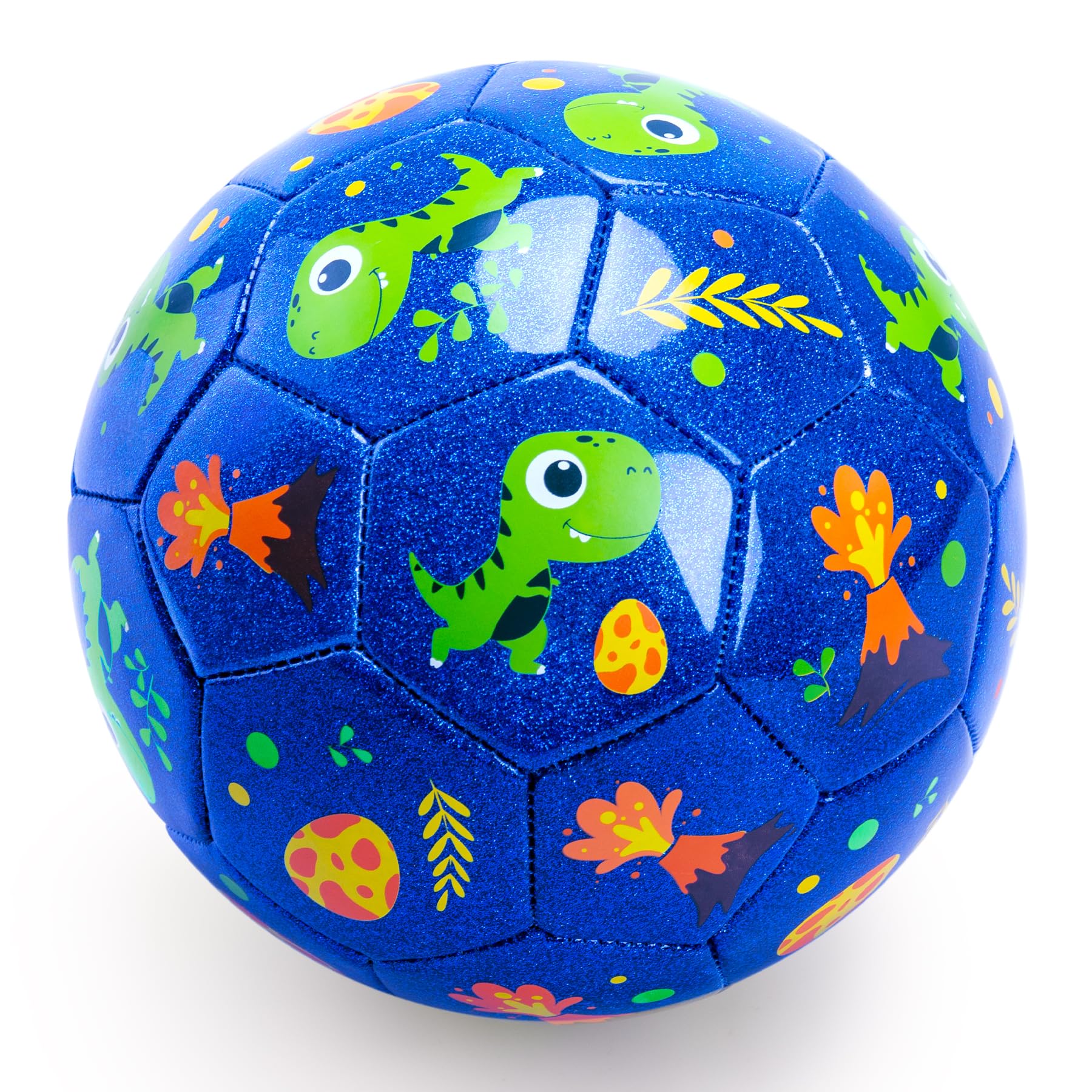 INPODAK dinosaur glitter blue ball shines in sunlight for outdoor play
