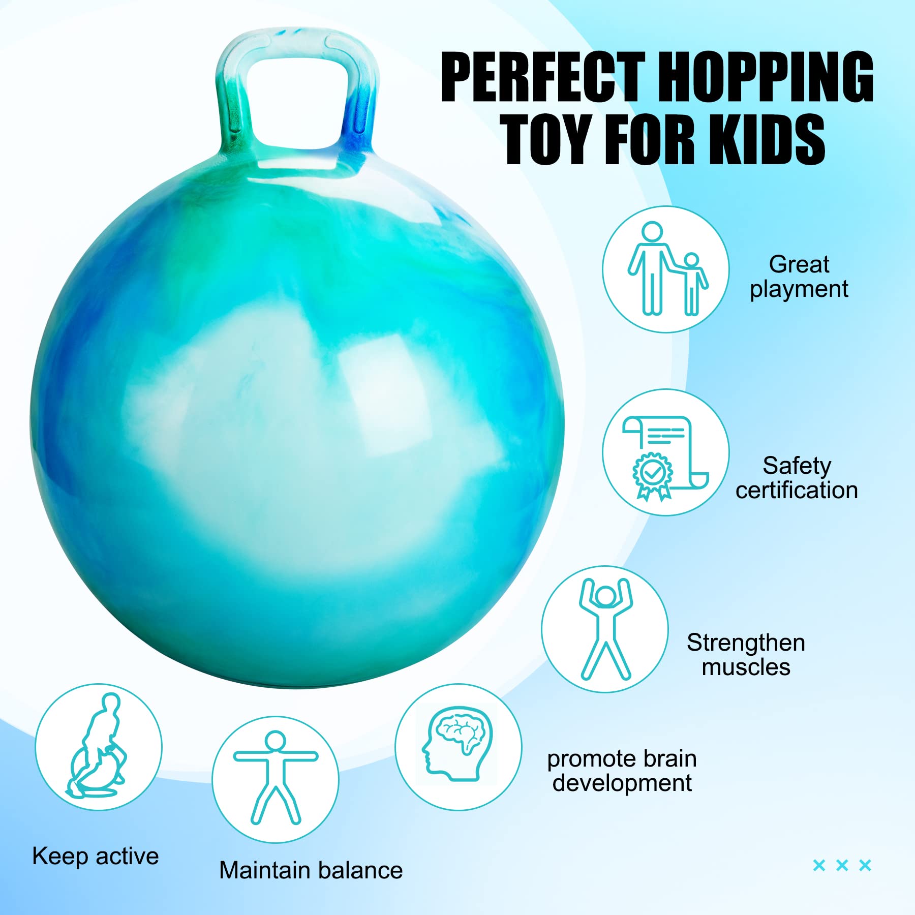INPODAK Hopper Ball 18-inch with non-slip bottom for stability.
