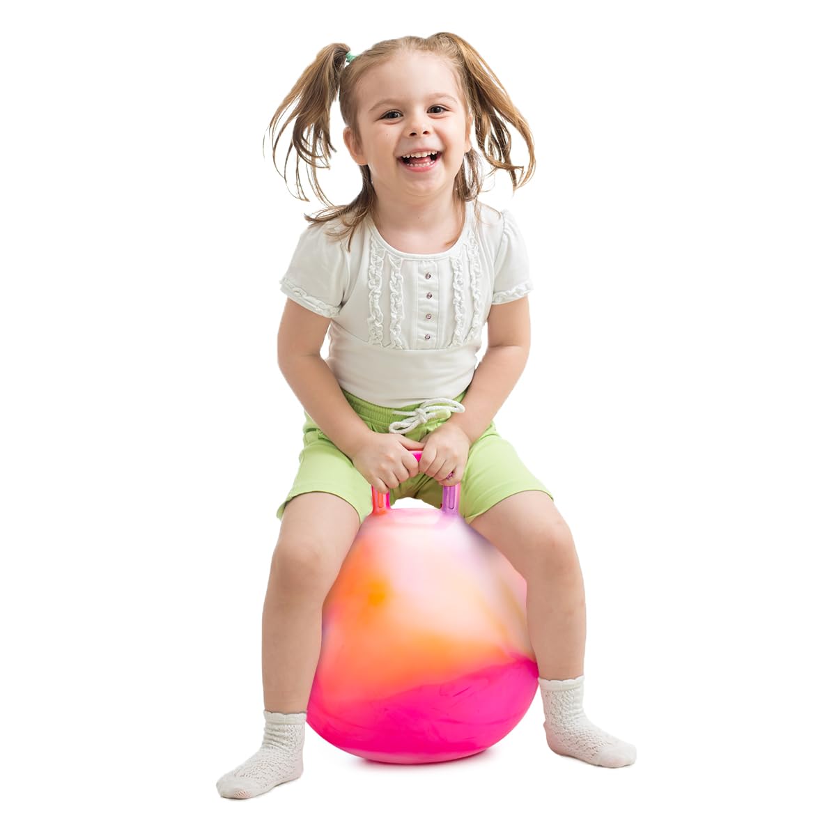 Durable PVC withstands active play indoors and outdoors.