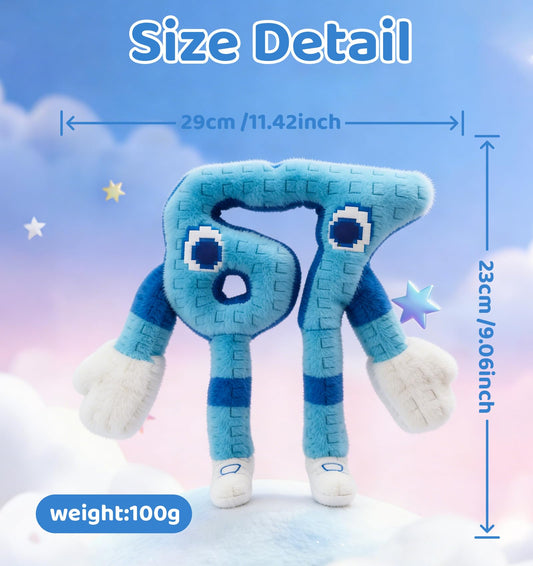 INROAN Brainrot 67 plush blue closeup highlights soft fabric and texture.