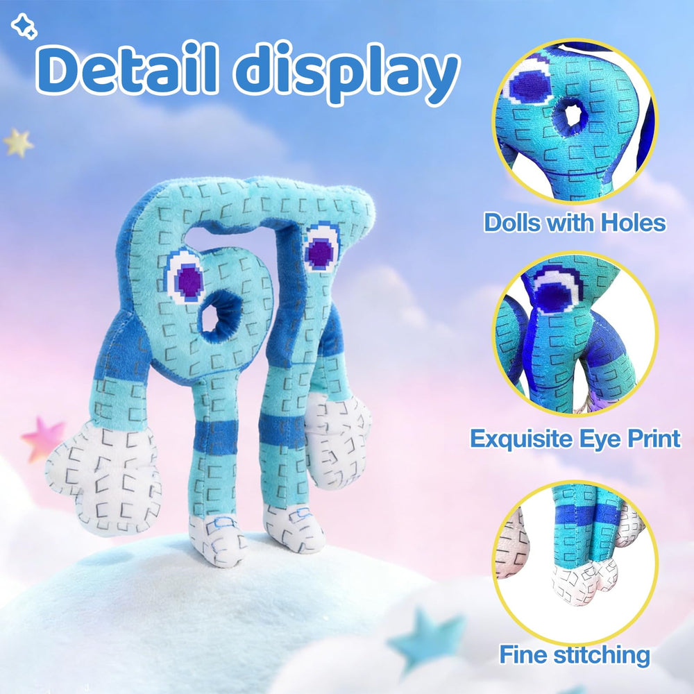 INROAN Brainrot 67 plush blue 10-inch cuddle-size companion for desks.