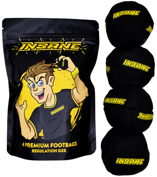 Insane footbag 4-pack main view showing four bags and vibrant design for versatile play