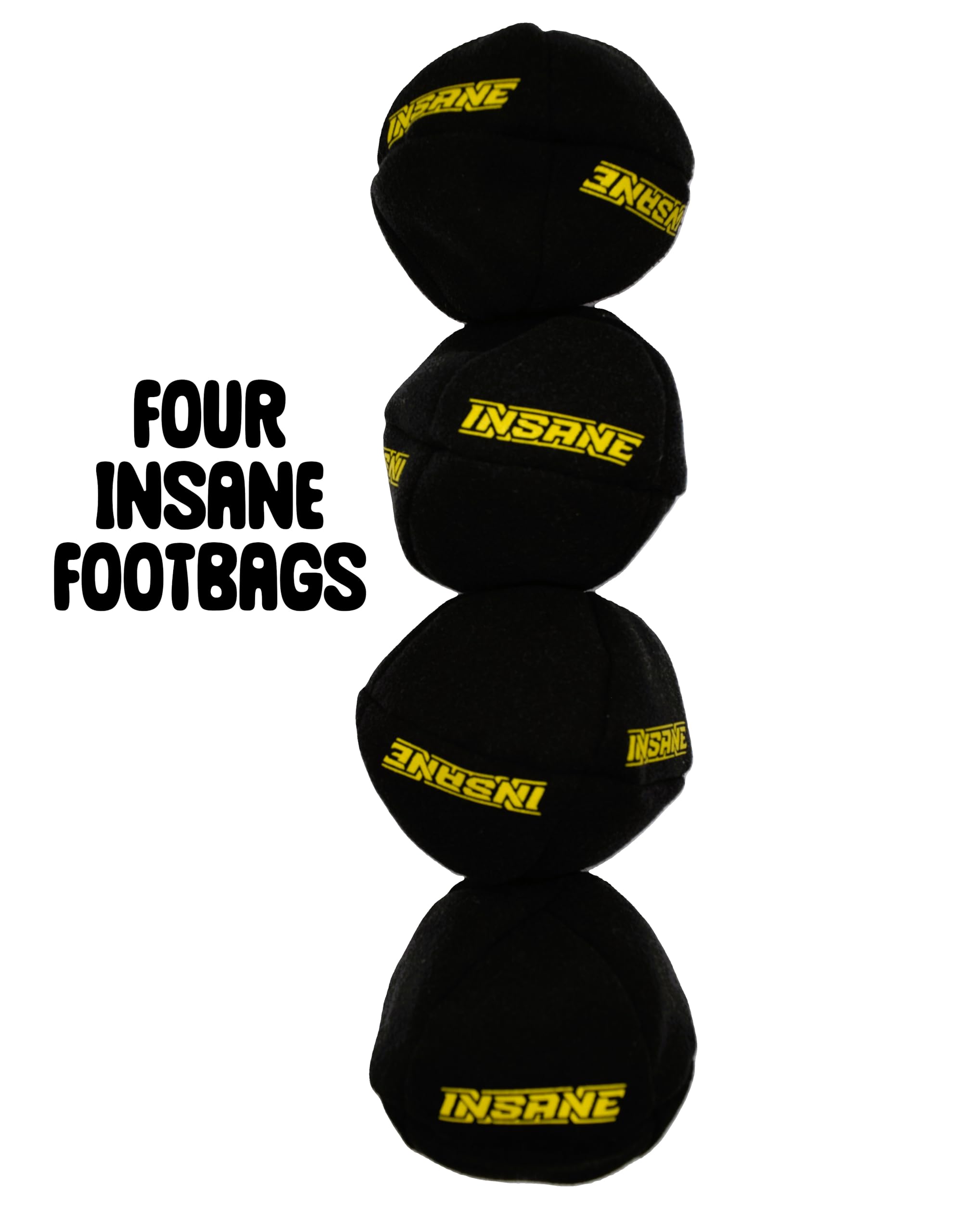 Insane footbag 8-panel synthetic suede exterior emphasizes durable construction for practice sessions