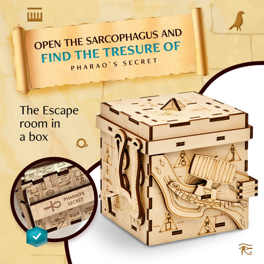 INSCAPE Pharaoh's Secret Puzzle Box opened to show hidden compartment for keepsakes