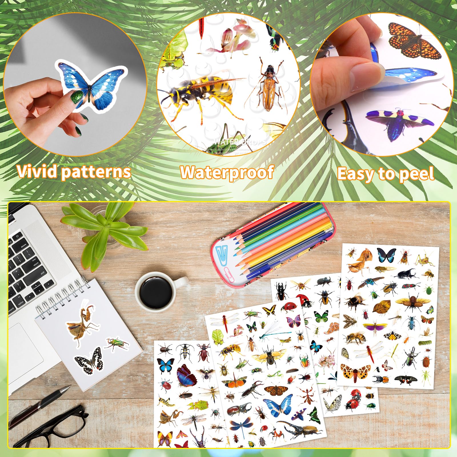 Insect Animals Stickers bees classic patterns for calendars and DIY gifts.
