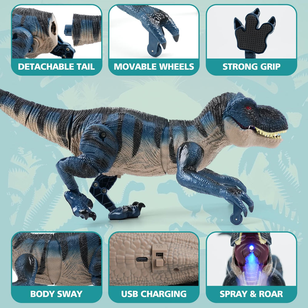 INSFUN dinosaur back sensors trigger lifelike responses during games.