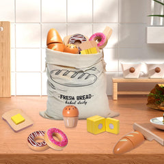 Inslat wooden bakery playset knife offers safe pretend slicing