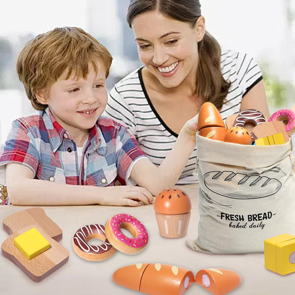 Inslat wooden bakery playset tea party setup boosts social play