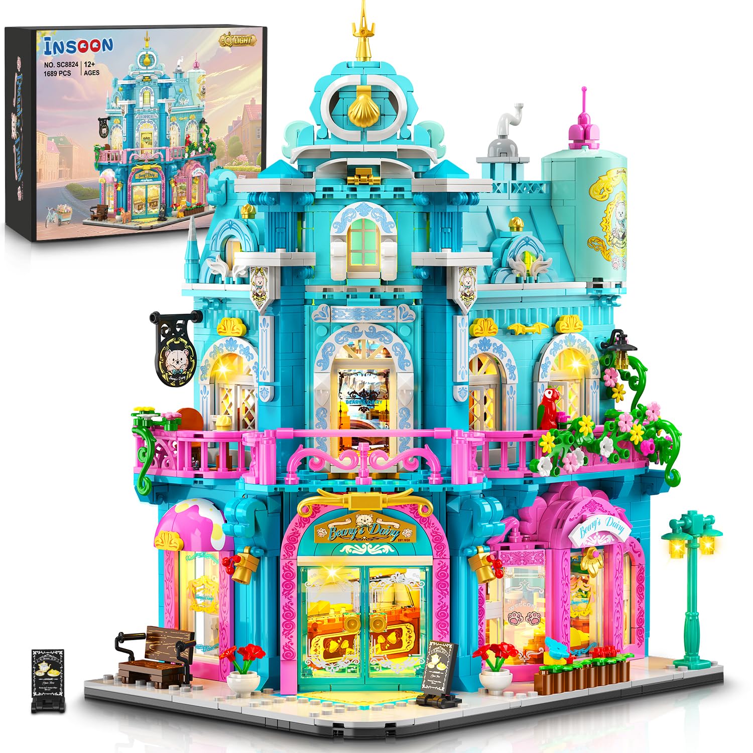 INSOON Castle Dairy Bakery Store with Light front view for stylish display