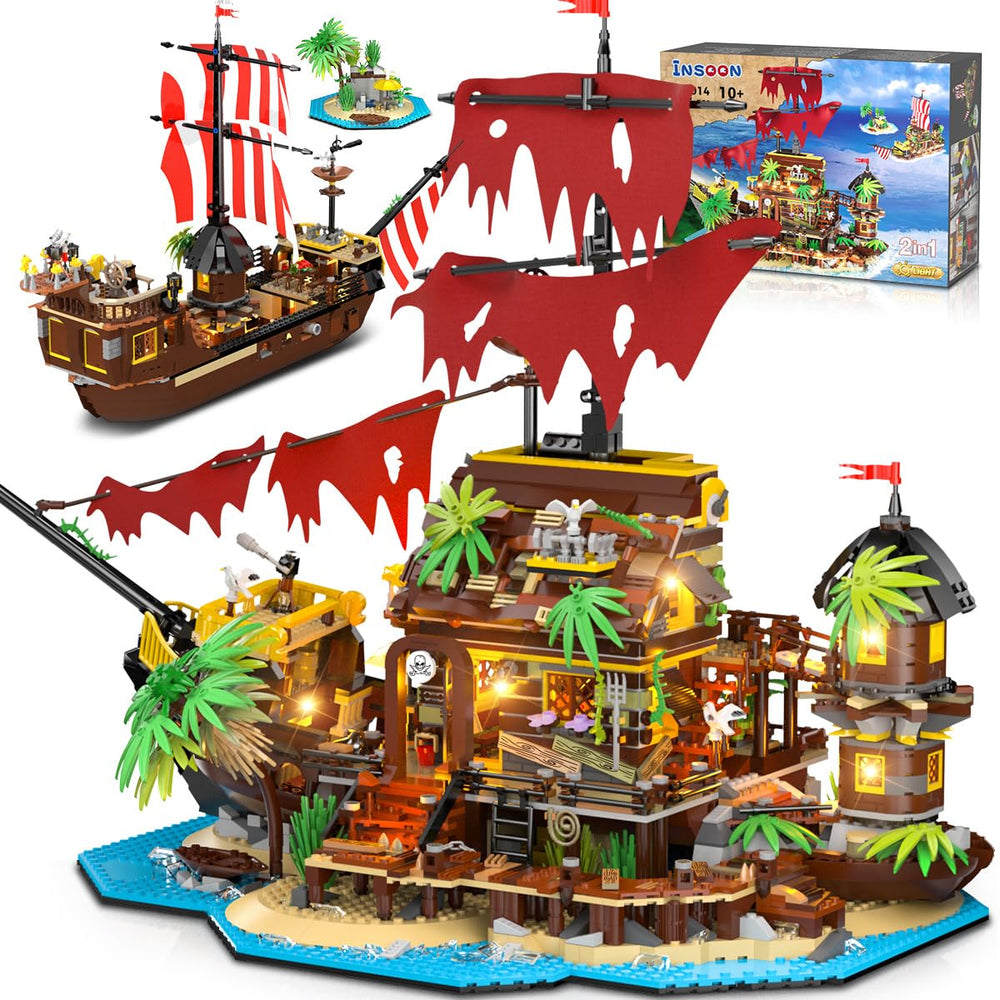 The INSOON Pirate Shipwreck House front view inspires imaginative play and display.
