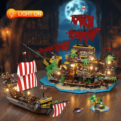 The INSOON Pirate Shipwreck House with LED lighting adds magical ambience to playtime.