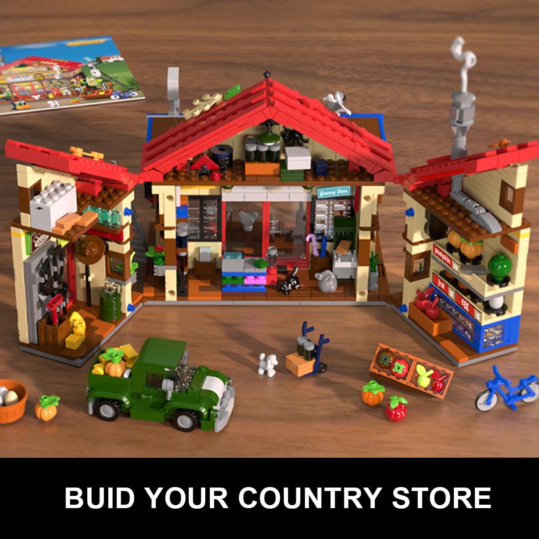 INSOON Country General Store chimney puffing smoke adds warmth to evening room displays.