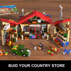 INSOON Country General Store chimney puffing smoke adds warmth to evening room displays.