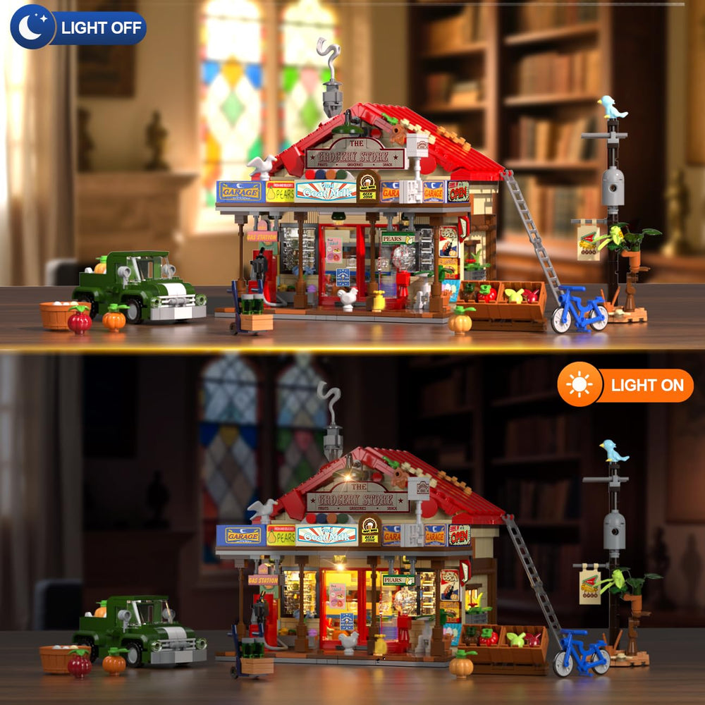 INSOON Country General Store crates and pumpkins scene showcases rustic charm for shelves.