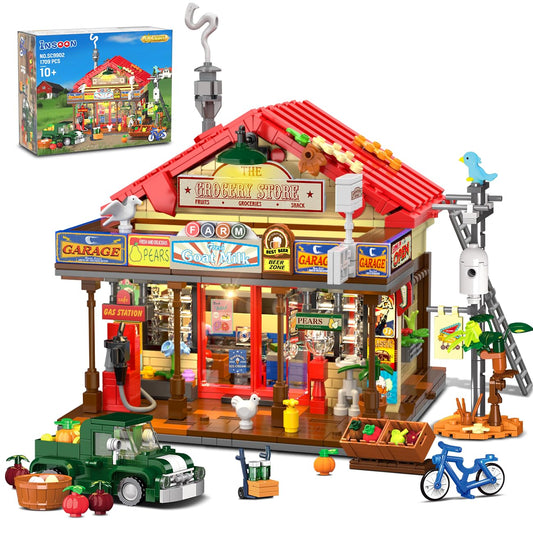 INSOON Country General Store exterior gas pump scene adds nostalgic curb appeal to home decor.