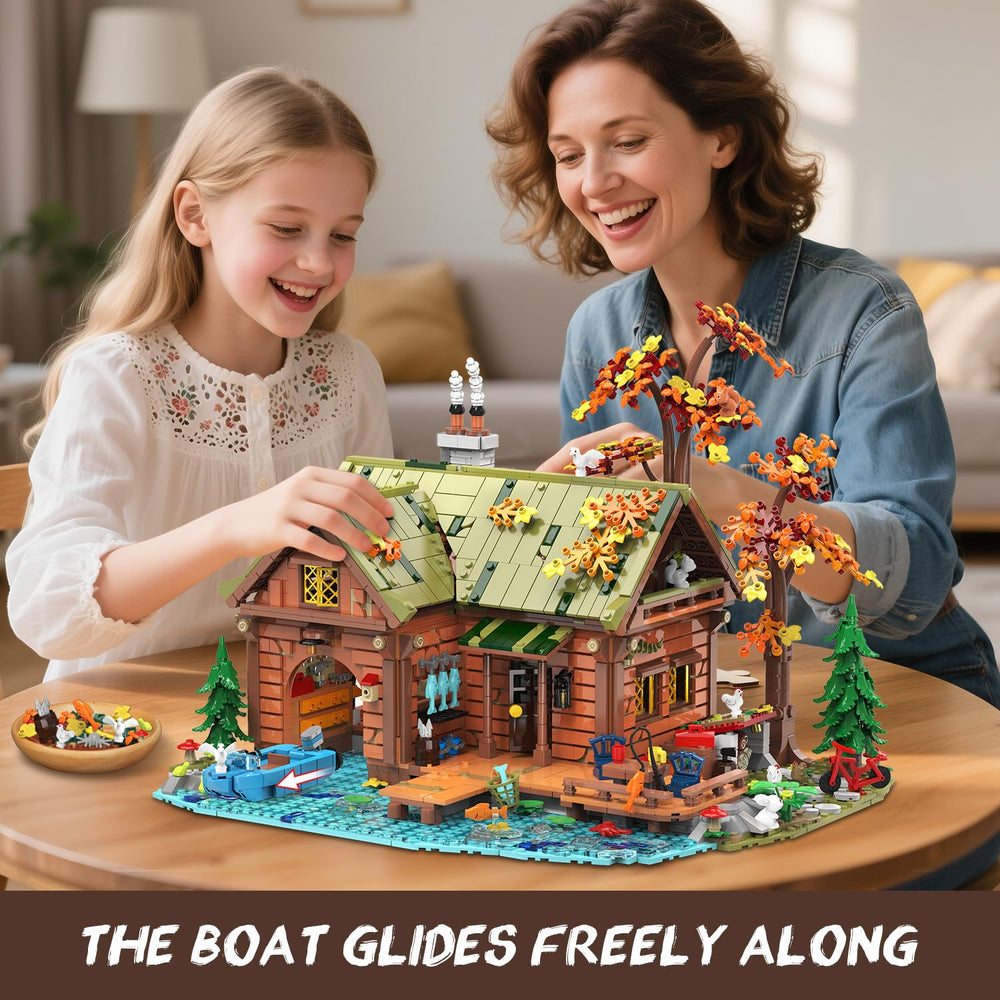 INSOON Overwater Cabin lake scene for tranquil desk display and storytelling.