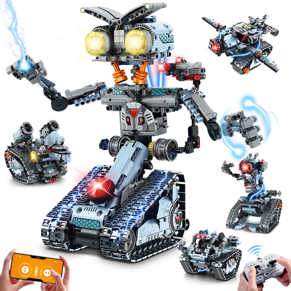INSOON Robot Building Toy main model showing 5-in-1 versatility for dynamic play