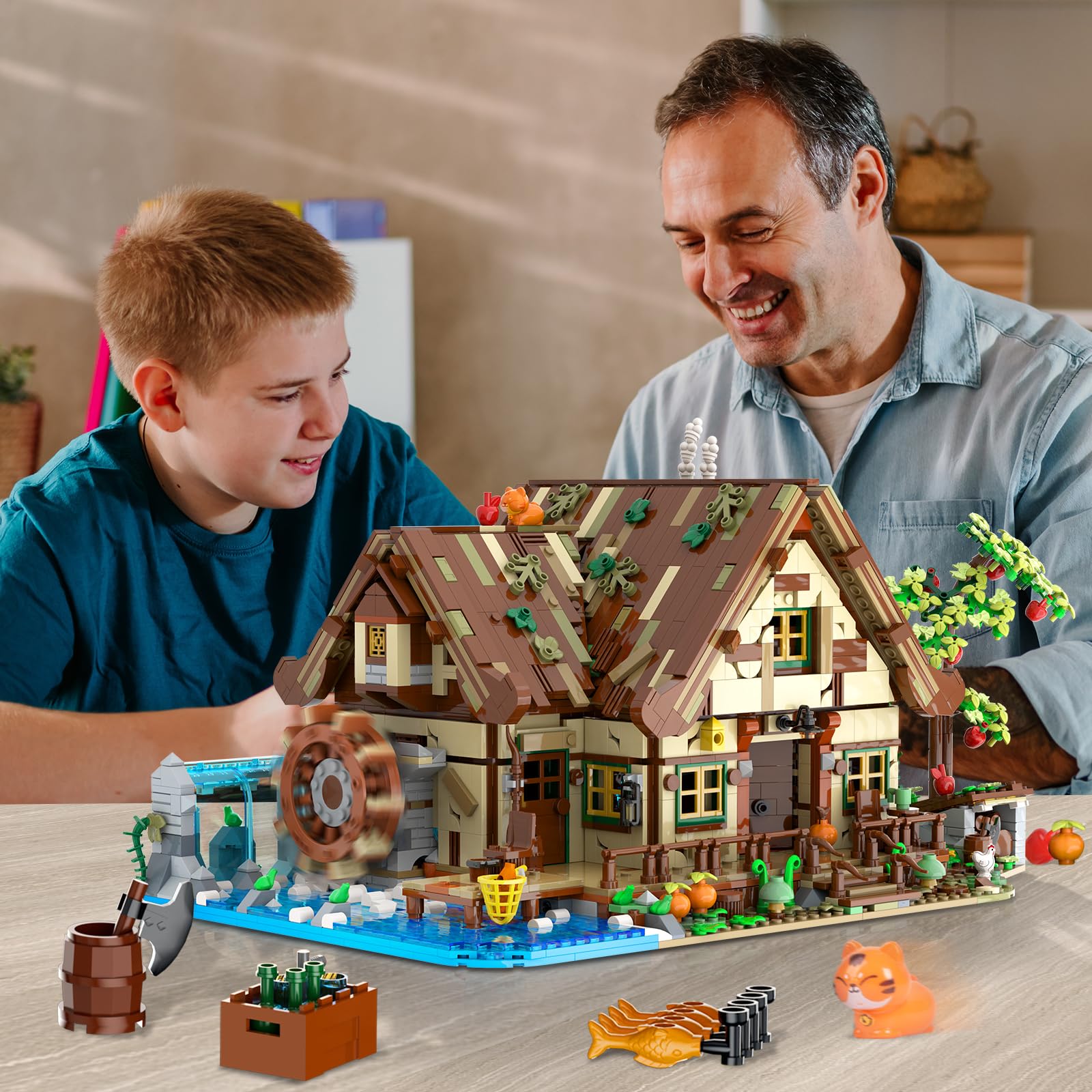 INSOON Waterwheel Pond scene showing dynamic forest house detail