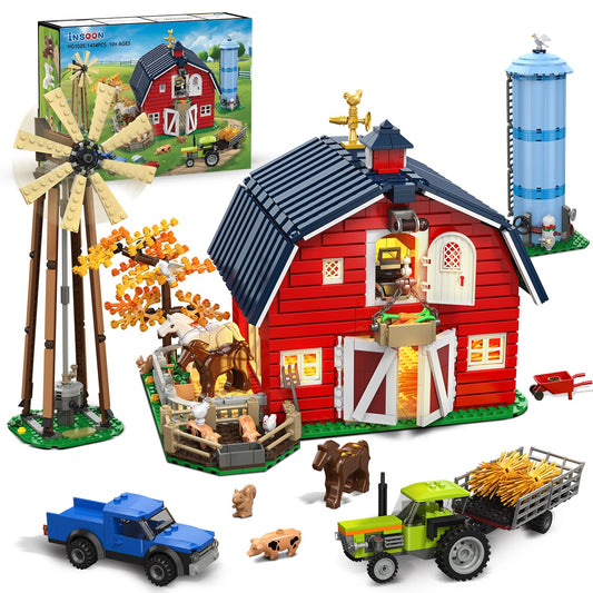 INSOON Western Farm Barn exterior with warm LED glow for cozy display