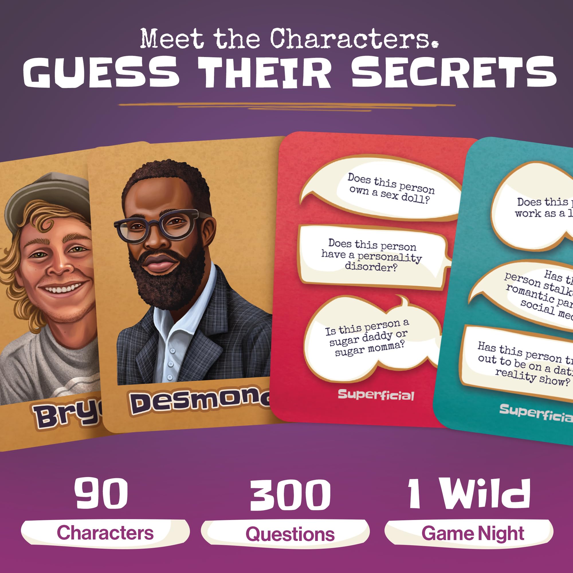 Inspiration Play Superficial character cards set, diverse vibes fuel playful group dynamics.