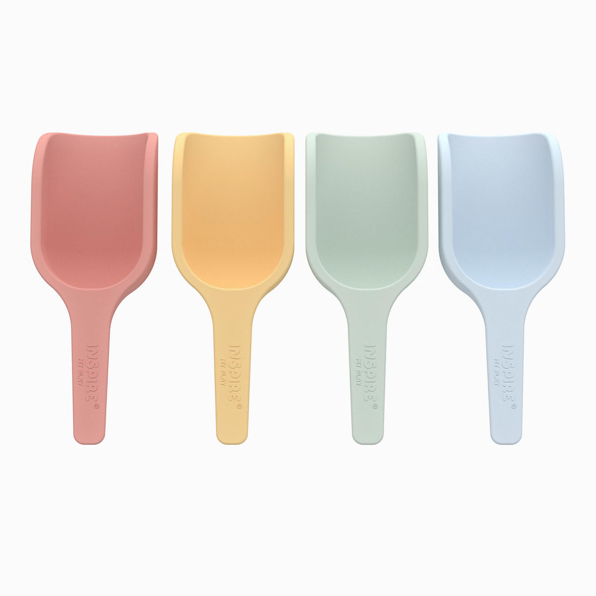 Inspire My Play mini silicone scoops pastel set for easy sorting and pouring during sensory play