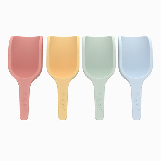 Inspire My Play mini silicone scoops pastel set for easy sorting and pouring during sensory play