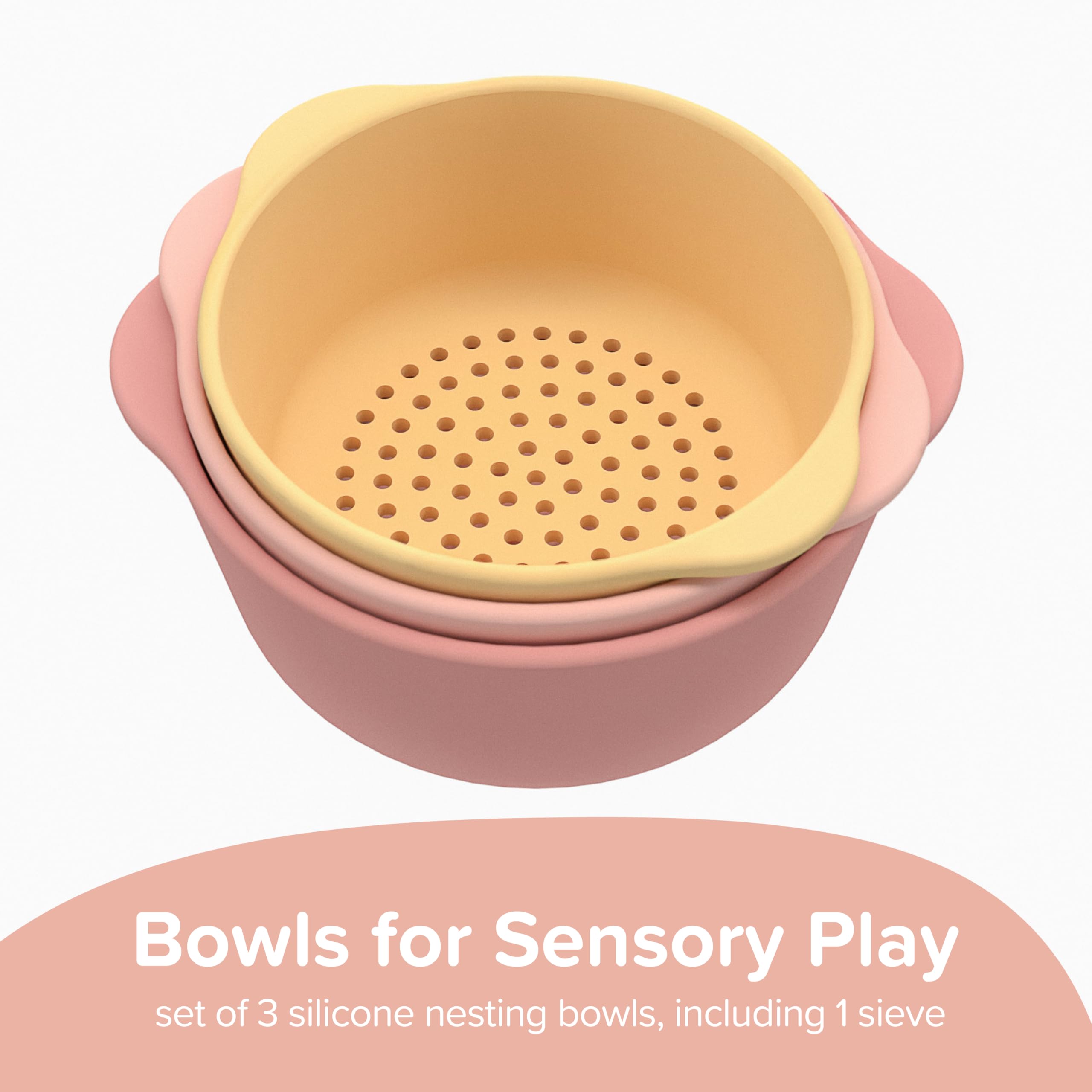 Inspire My Play coral sieve close-up showcasing BPA-free silicone quality.