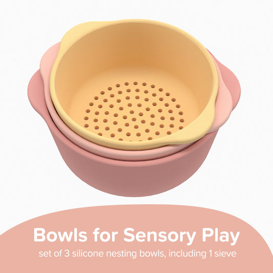 Inspire My Play coral sieve close-up showcasing BPA-free silicone quality.