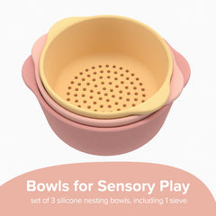 Inspire My Play coral sieve close-up showcasing BPA-free silicone quality.