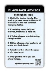 Instructional Services basic strategy card on table during play