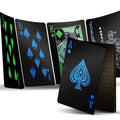 INTEGEAR plastic playing cards front design with green and blue patterns for a premium feel.