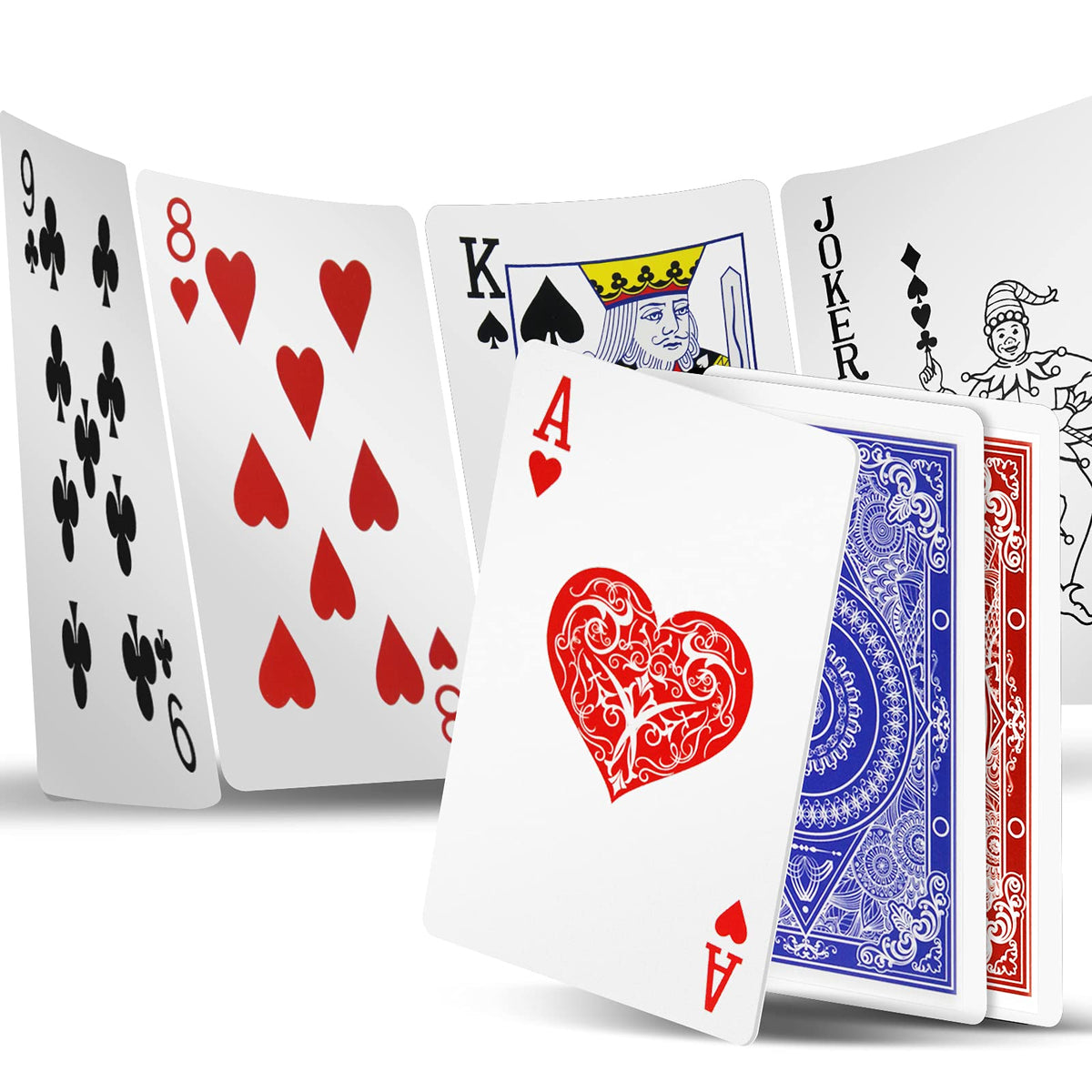 INTEGEAR waterproof plastic playing cards deck in red and blue for durable play