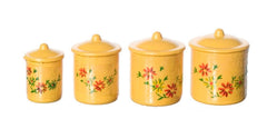 International Miniatures by Classics dollhouse canister set with yellow removable lids for organized kitchen scenes