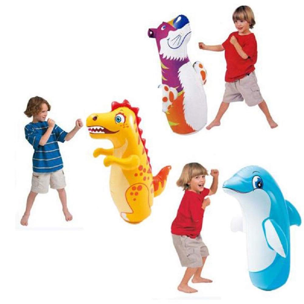 Intex 3D Bop Bag Side Punch Action image highlights sturdy inflatable build.