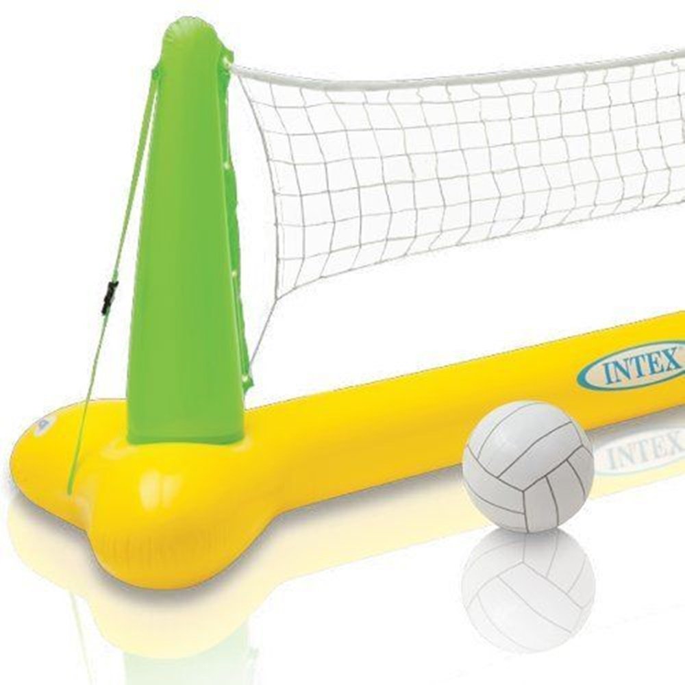 Intex anchor bases with grommets secure the net on windy days.