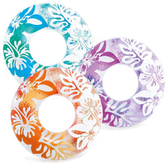 INTEX Clear Color Tube blue with flower print, ideal pool play and buoy support