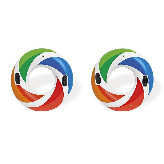 Intex Color Whirl 48-inch two-pack tubes for pool fun.