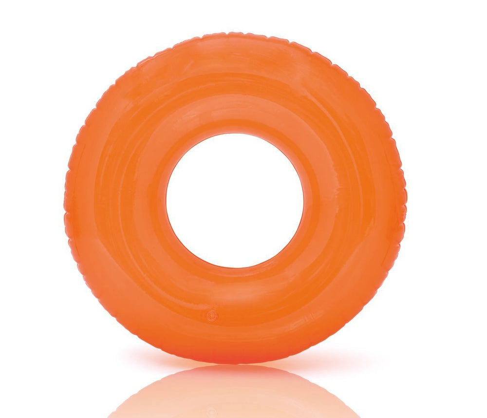 INTEX colorful transparent tube raft for sunny pool lounging and easy visibility.