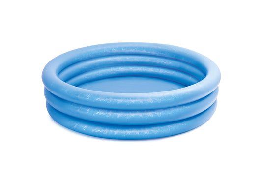 Intex Crystal Blue pool exterior view, ideal for quick backyard cooling on hot days.
