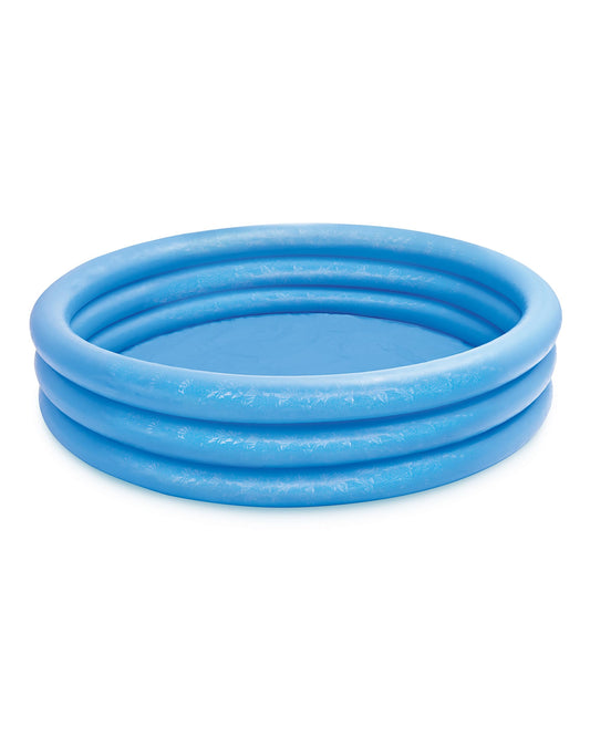 Intex Crystal Blue pool outer view showing compact backyard setup for kids.