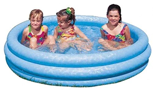 Intex Crystal Blue pool side view highlighting sturdy construction and easy setup.