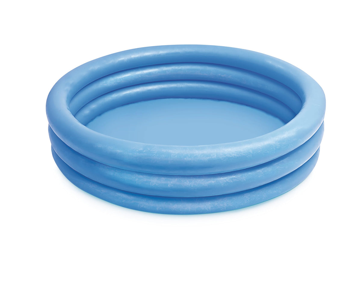 Intex Crystal Blue pool, side view, highlighting compact, kid-friendly design.