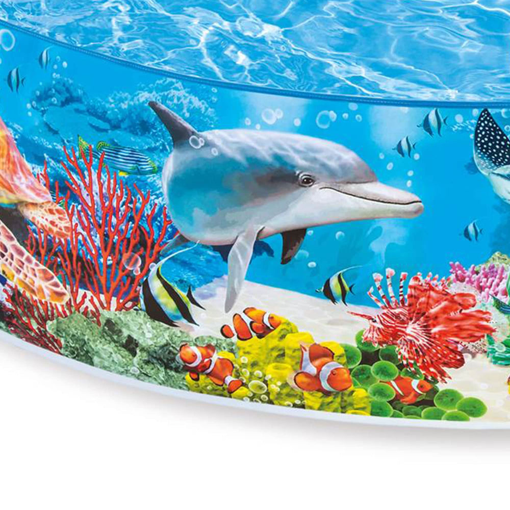 Intex Deep Sea Blue pool durable plastic for seasons of use.