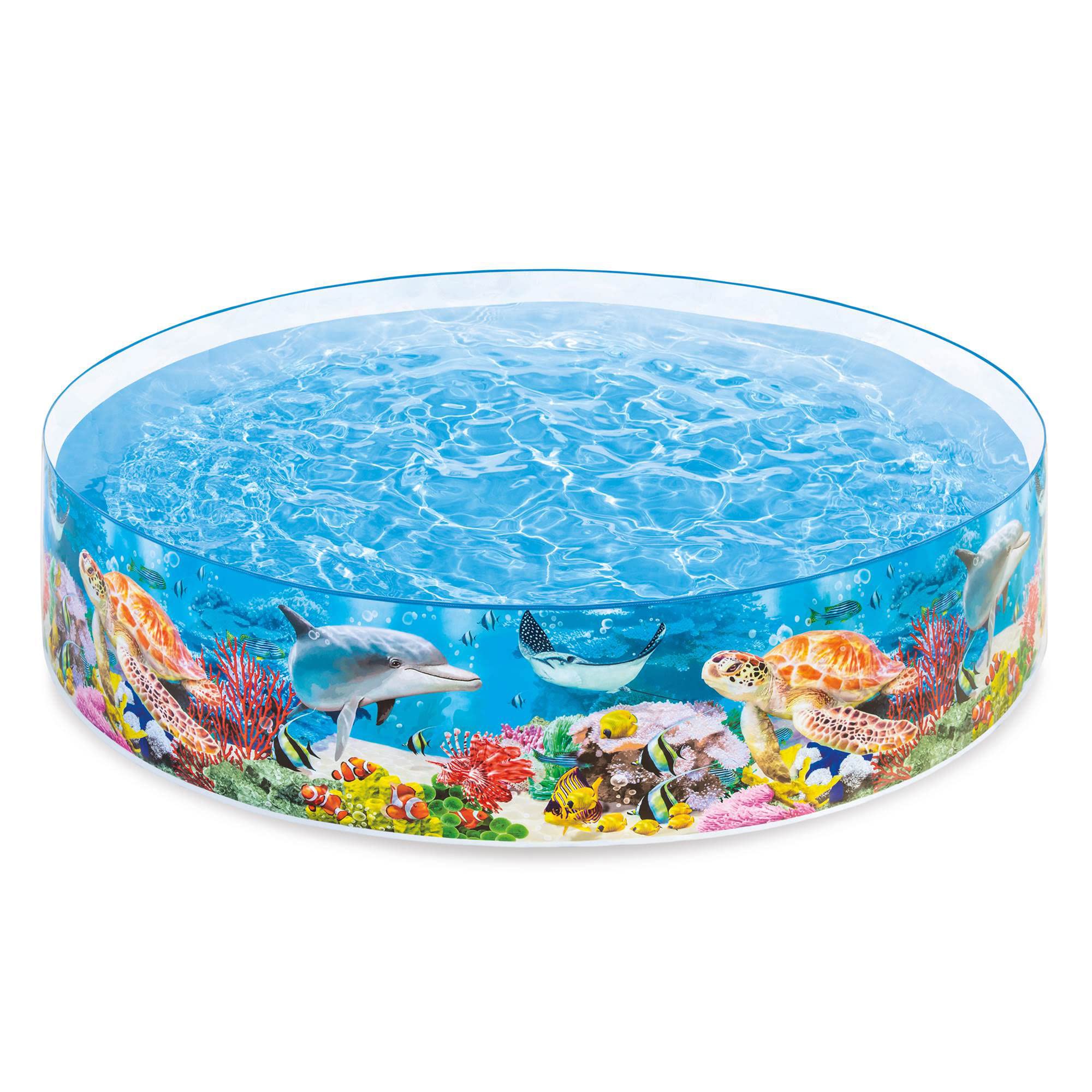 Intex Deep Sea Blue pool with side 3-D graphic for imaginative play.