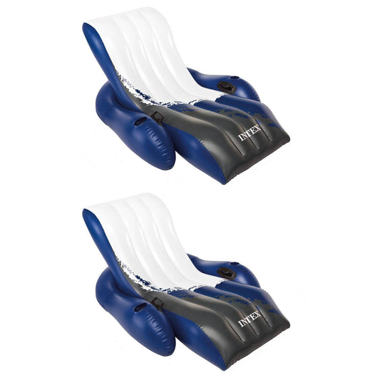 Intex durable 18-gauge vinyl pool float recliner with cup holders for convenient lounging.