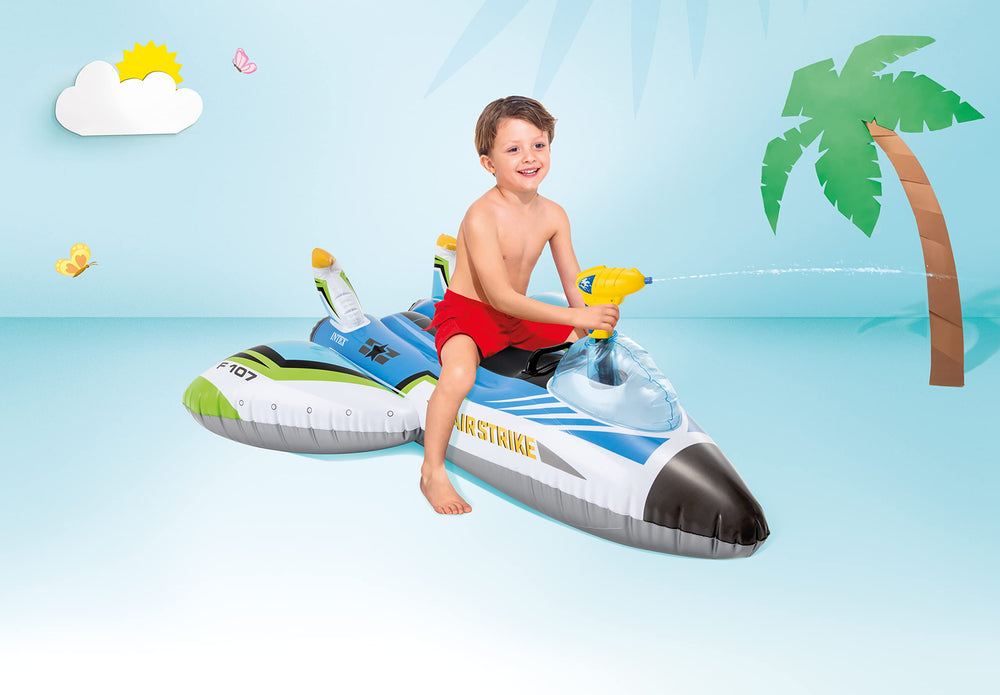Intex family-friendly summer pool fun scene with kids and float.
