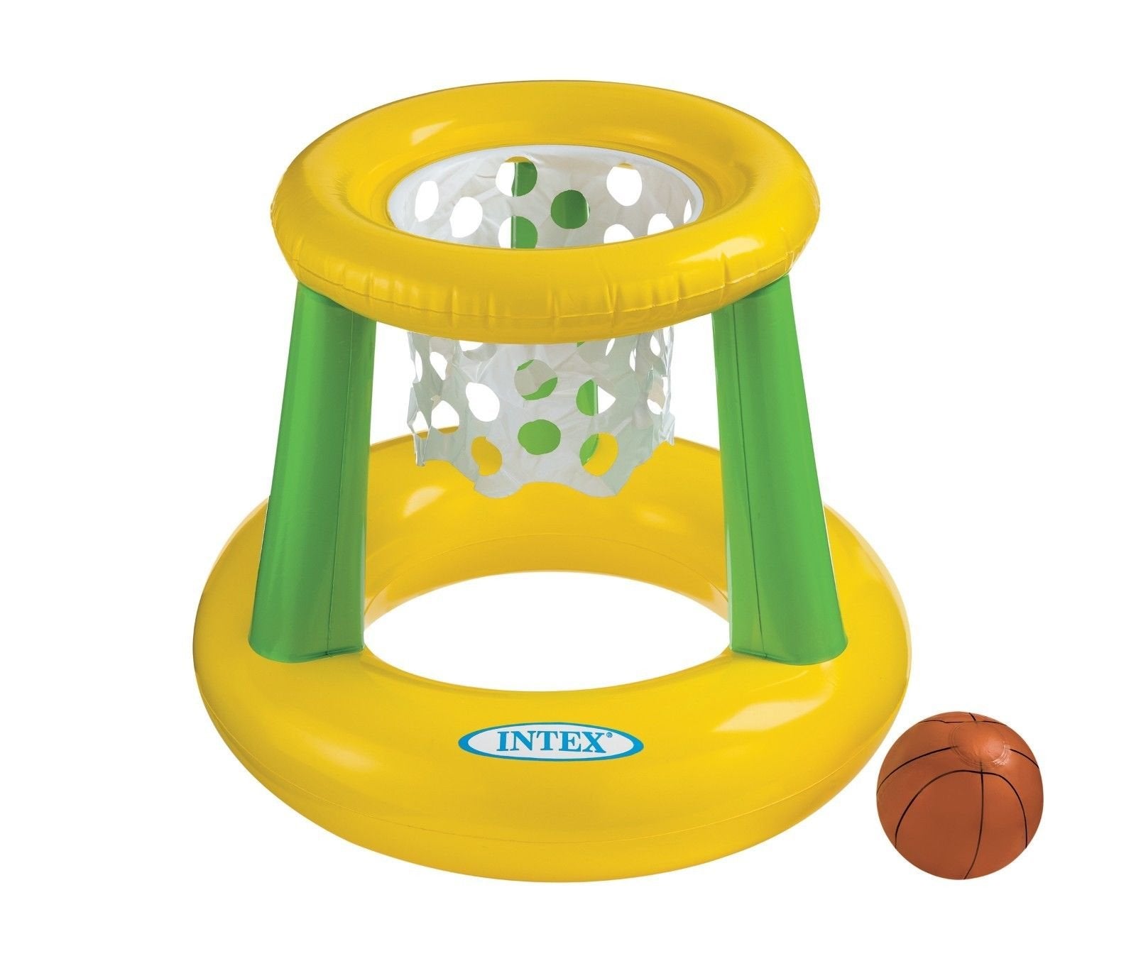 Intex Floating Hoops 3 in use, durable vinyl hoop for pool games.